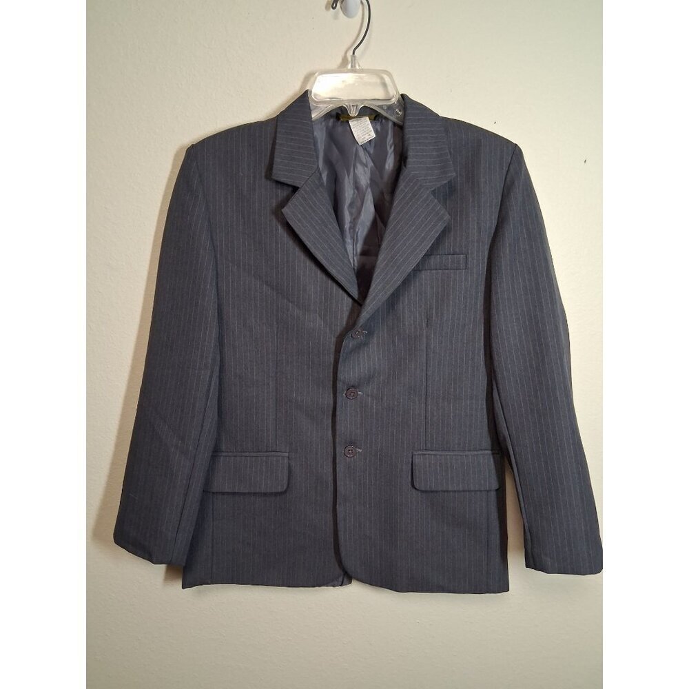 Rafael Suit Jacket Blazer Formal Pin Striped 3 Button Gray Boys Size 14